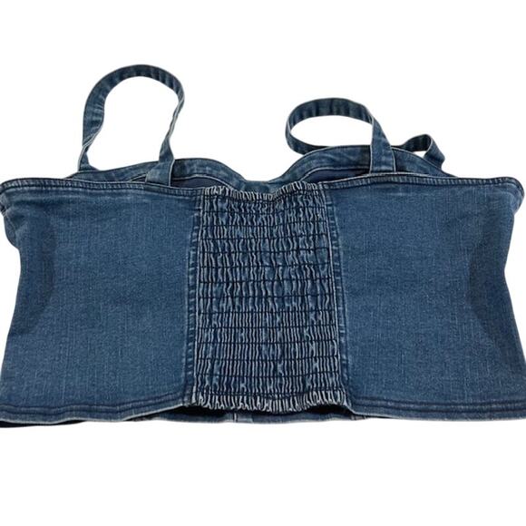 Guess Corset Top Denim Bustier Crop Top, Women's Extra Large - Picture 2 of 6